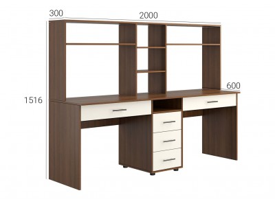 Двойно бюро с надстройка KC-02 (орех еко/ванилия)